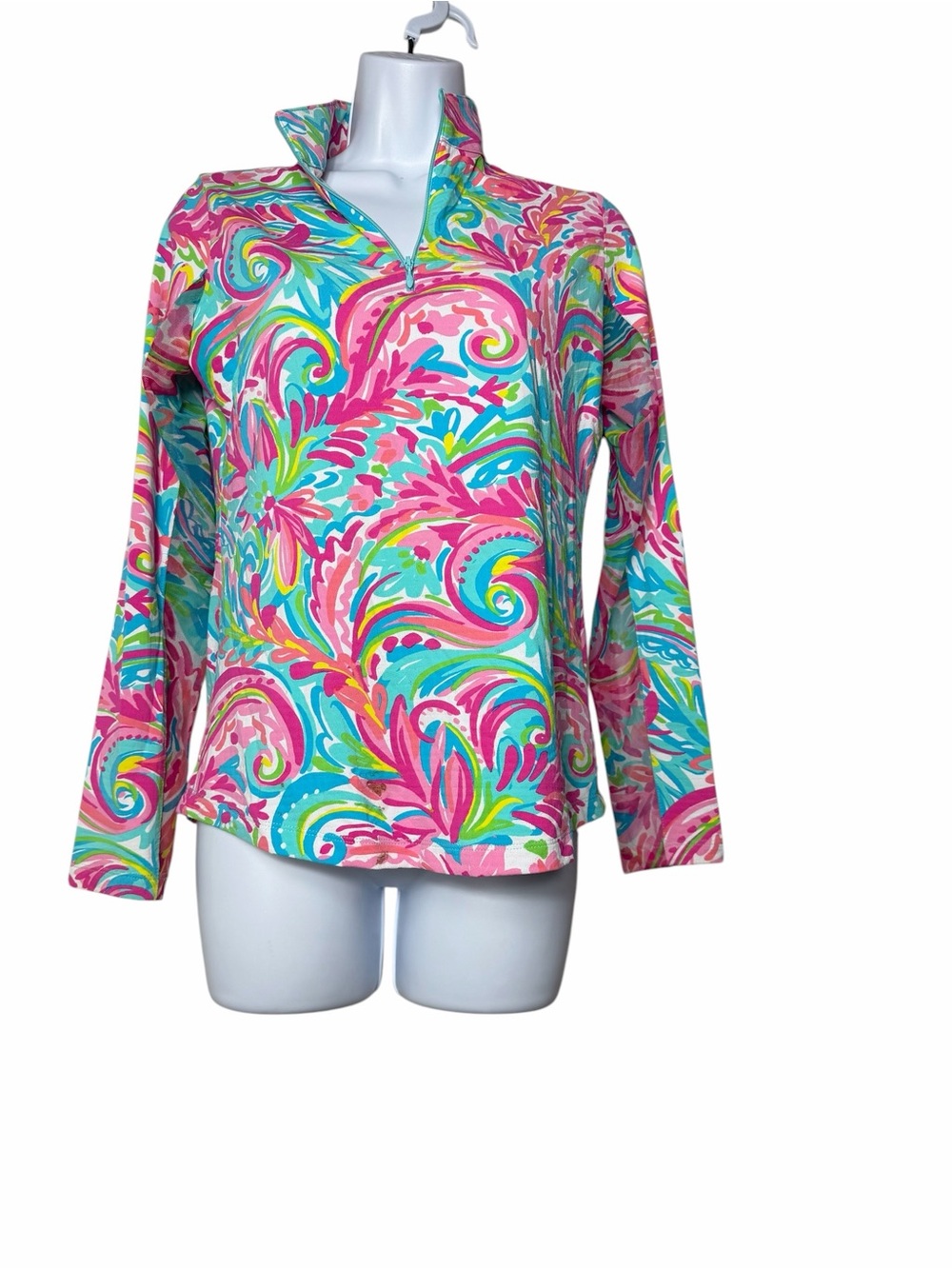 IBKUL Womens AUBREY CANDY PINK Long Sleeve Mock Golf Shirt Size XS Pickleball - Picture 2 of 8